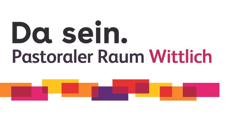 Man sieht einen farbigen Pfad. Darüber der Schriftzug Da sein. Pastoraler Raum Wittlich